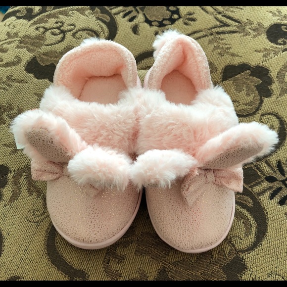 Girls Light Pink Bunny Slippers - Picture 8 of 8